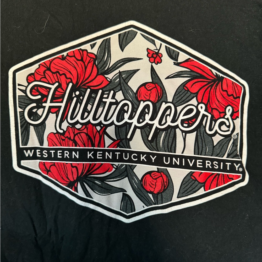 Unisex Champion Black Long Sleeve Shirt Sz XL with Floral WKU logo